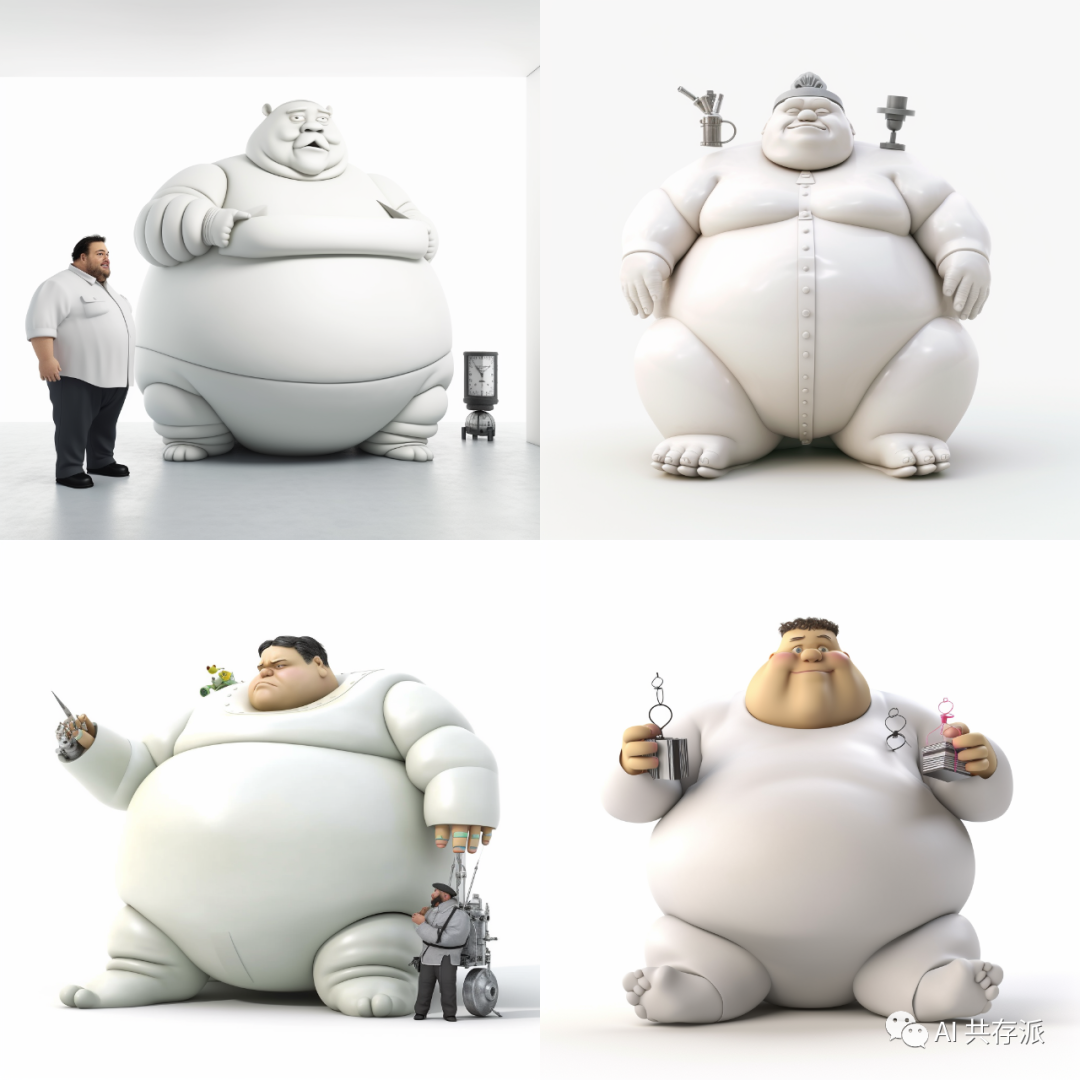 今日Midjourney AI 绘图最佳prompt：3D渲染，肥胖、有趣、巨大