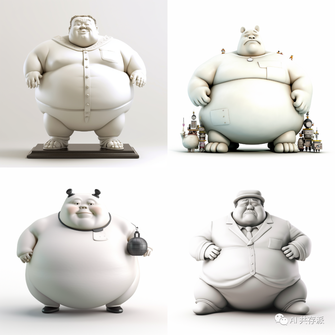 今日Midjourney AI 绘图最佳prompt：3D渲染，肥胖、有趣、巨大