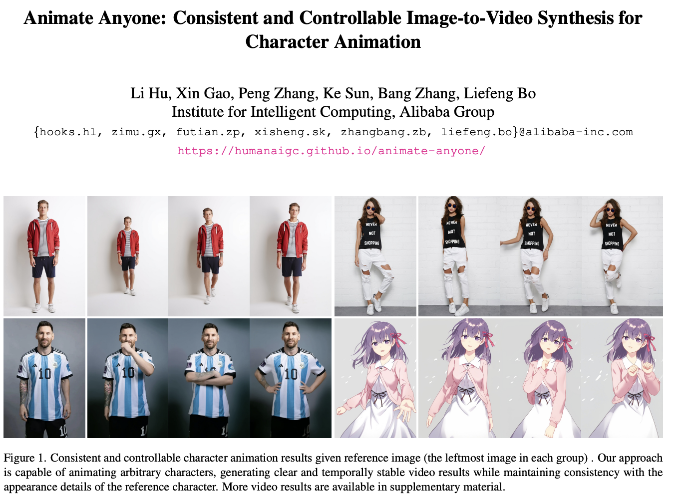 一个专门针对角色动画的新框架Animate Anyone，可从静态图像AI生成动态视频