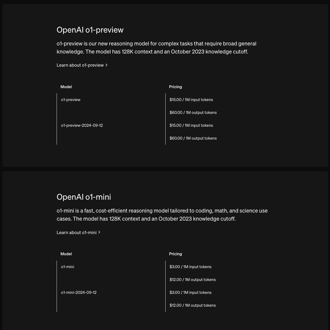 OpenAI 发布了新的模型 o1 的预览版，也就是传闻中新模型草莓 strawberry，API 的价格和 GPT-4 的价格差不多