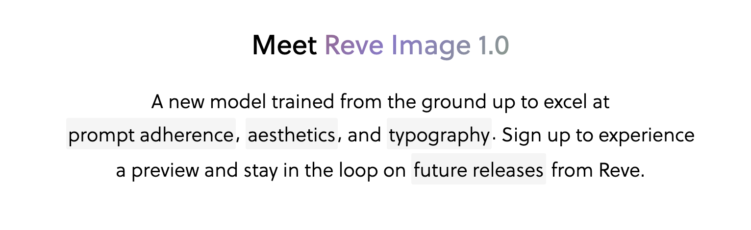 全新的图像生成模型Reve Image