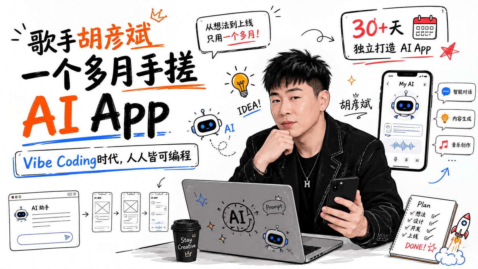 歌手胡彦斌一个多月手搓AI App：Vibe Coding时代，人人皆可编程