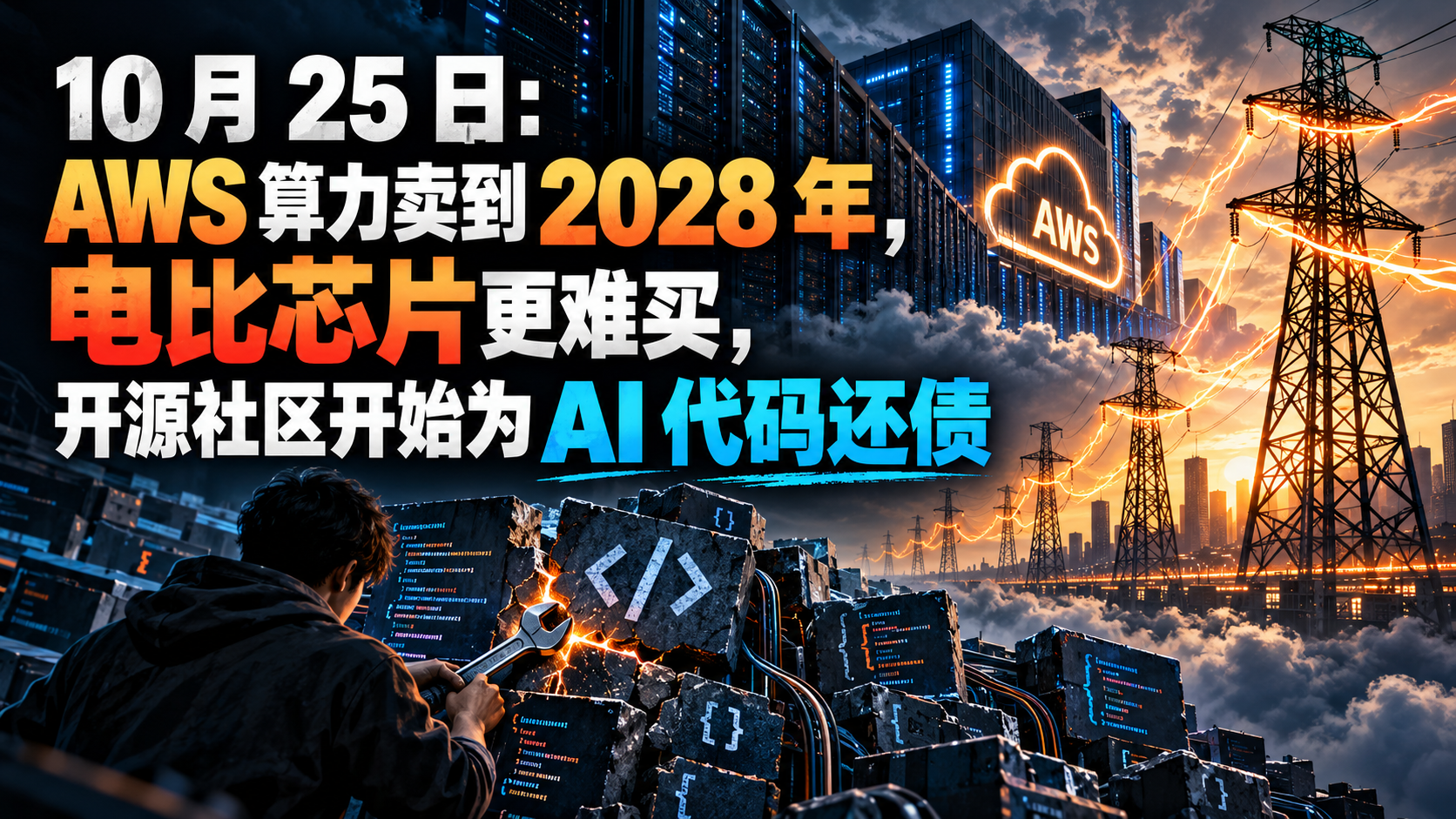 AI 日报|10 月 25 日:AWS 算力卖到 2028 年,电比芯片更难买,开源社区开始为 AI 代码还债